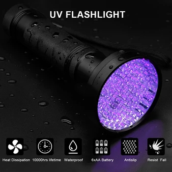 LED Gaismas UV Lukturīti, 395nm Spēcīgu Ultravioleto Blacklight Pet Urīna Detektors Gaismas Suņu Urīna, Skorpioni, un Gulta Bugs