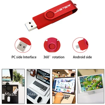 Ātrgaitas JASTER USB 3.0, USB Flash Drive usb OTG tālrunis/tablete 64GB, 32GB 16GB 8GB Pen Drive 2 in 1 funkcijas pendrive Attēls 2