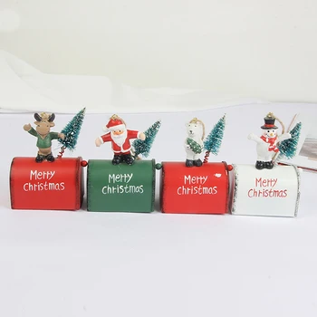 Ziemassvētku Saldumu Dāvanu Kaste Ziemassvētku Rotājums Mājās, Metāla Dzelzs Santa Claus Pastkastes Piekārtiem Rotājumi Eglīšu Piekariņu Attēls 2