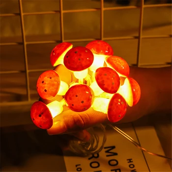 3M 20 LED Sēņu String Gaismas Lampa ar Akumulatoru Kastes Iekštelpu Puse Mājas Dekors Cute Sēņu Lampas Pasaku Mājas Vadu Bērniem Dāvanu Attēls 2