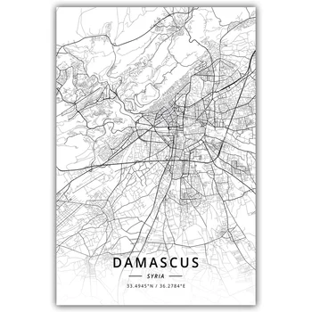 Damaskas Sīrijā Kartes Plakāts Attēls 2