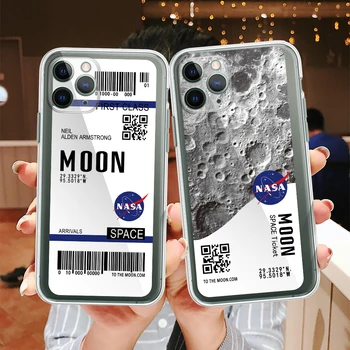 Mēness kosmosa astronautu Tālrunis Lietā Par iPhone 13 12 11 Pro XS Max mini SE20 X XR 6 7 8 Plus Pārredzamu Mīksta Silikona Vāciņu Attēls 2