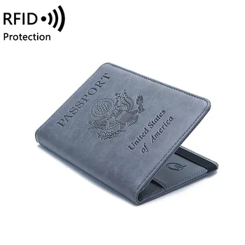 Sieviešu, Vīriešu RFID Vintage Biznesa Pase Ietilpst Turētājs Multi-Function ID Bankas Karti PU Ādas Maks Gadījumā, Ceļojumu Piederumi Attēls 2