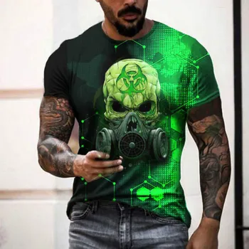 Vīriešu apkalpes kakla T-krekls, 3D iespiesti krekls, osmanto dizains, īsām piedurknēm, brīvi, pilsētas modes, liela 6xl, 2021 Attēls 2