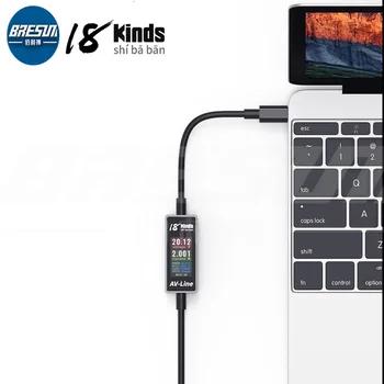 18 Veidu AV-Line Pro viedo USB 1.2 m lādēšanas strāvas Dectection iPhone C Tipa Android PD Ātrās Uzlādes Atjaunot Testeris Attēls 2