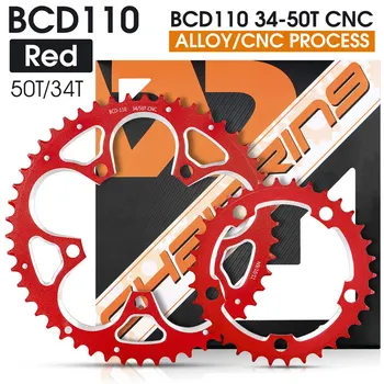 Dubultā Chainring 110 BCD Road Bike Crankset Velosipēdu Izjādes Disku Grants Chainwheel 34T-50T Saliekamais Velosipēds Disks 8/9/10/11 Ātrums Attēls 2