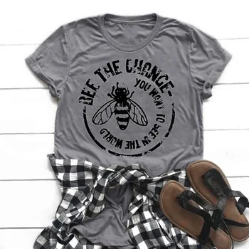 Bišu Izmaiņas Jūs Vēlaties Redzēt Pasaulē T-krekls Sievietēm Grafiskais Modes Grafikas Tees Ulzzang Sieviešu Krekli Attēls 2