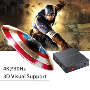 Neoteck 3 Ports HDMI-Saderīgam Slēdzi, Atbalsta 4K 3D 3 In 1 Out HDMI-Saderīgam centru Ar INFRASARKANO Tālvadības pulti Blu-ray DVD PS3 Attēls 2