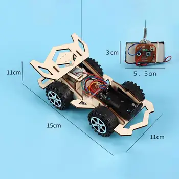 Bērnu Koka DIY Montāža RC Auto Modeļa Rotaļlietu 4-CH Electric RC Sacīkšu Auto Modeli, Zinātne Eksperiments Modeļu Veidošanas Komplekti, Rotaļlietas, Attēls 2