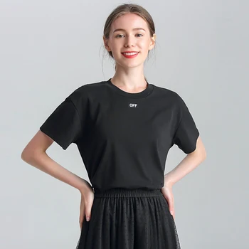Korejas Modes Vēstuli Melns Balts t krekls Sievietēm Vasarā Kokvilnas, ar Īsām Piedurknēm Zaudēt Stila t-krekls Topi Skolniece Streetwear Attēls 2