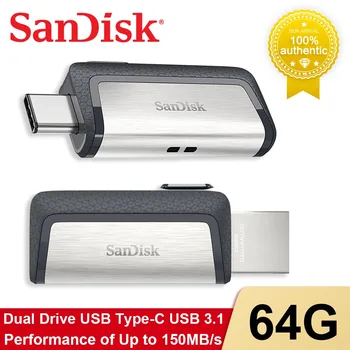 SanDisk SDDDC2 64G Ultra Dual Drive USB Type-C Diskā, USB 3.1 Micro USB Flash Disks 128GB 264GB OTG Pendrive Attēls 2