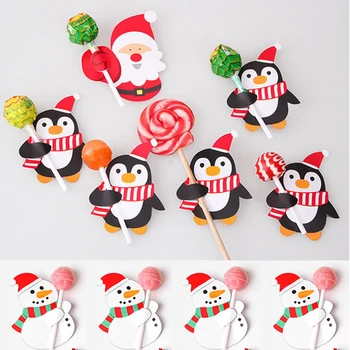 50gab Santa Claus Pingvīns Jaukos Ziemassvētku Kartes Lolly Cukura-maize Ziemassvētki Puse Rotājumi Dāvanu Home Papīra Kartes Turētāju 2022 3 Attēls 2