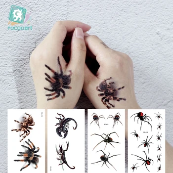 Rocooart 3D Spider Scorpion Tetovējums Pagaidu Tetovējums Uzlīmes Halloween Viltus Tattoo, Body Art Tatuajes Joks Tatouage Temporaire Attēls 2