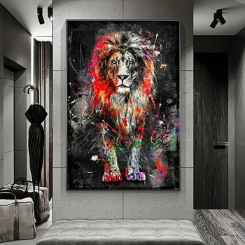 Mūsdienu Krāsains Dzīvniekiem, Plakāti un Izdrukas Anotācija Lion Mākslas Sienas Kanvas Glezna viesistabā Apgleznošana Sienu Apdare Cuadros Attēls 2