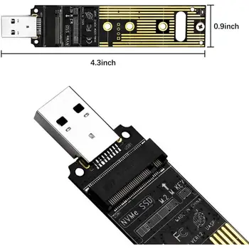 Dual Protokolu M. 2 NVME USB 3.1 SSD Adapteri,M2 SSD diska NGFF Converter Kartes 10Gbps USB3.1 Gen 2 Samsung 970 960/Intel Attēls 2