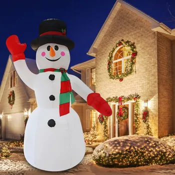 7.87 pēdām Ziemassvētku Piepūšamās Sniegavīrs Uzspridzināt Rotājumi ar Led Gaismas Pagalmā, zāles pļāvēji, Dārza Iekštelpu Āra Ziemassvētku Dekori ES Plug Attēls 2