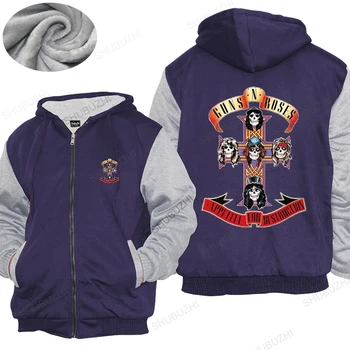 Jauno modes bieza hoody mētelis Guns N Roses Logo Apetīti Iznīcināšanas Krusta Slash Kokvilnas bieza hoody Piliens Kuģniecība Attēls 2