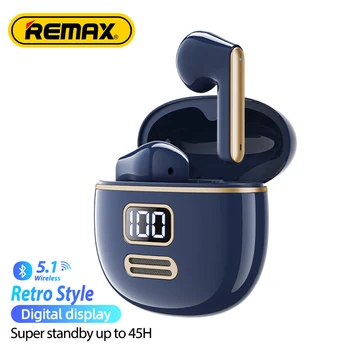 Remax TWS-36 Dinamisku Ausī Mini HIFI Bezvadu Austiņas Ciparu Displejs BT 5.1 Retro Mūzikas Bluetooth Austiņas Touch Kontroli Attēls 2