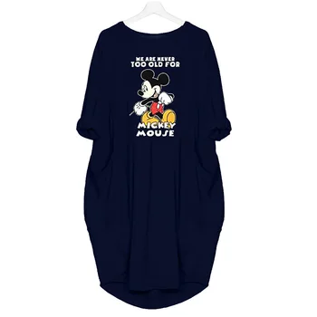 Disney Mickey Mouse Sieviešu T-krekli Kleita Karikatūra Modelis Gadījuma Burts O-veida Kakla Ilgi Tshirts Sievietēm Vasarā Plus Lieluma Tee Kleita Topi Attēls 2