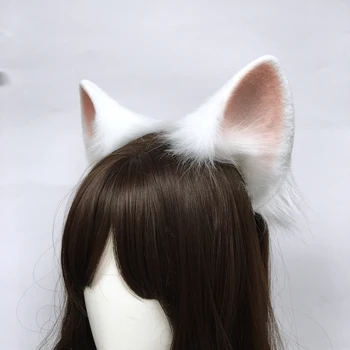 Modaozushi Weiwuxian Cosplay Prop Lapsa, Suns, Kaķis Ausis Hairhoop Melna Balta Hairband Halloween Party Piederumus Attēls 2