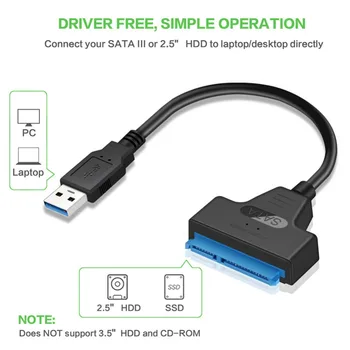 USB SATA Kabelis Sata USB 3.0 Adapteris, Līdz PAT 6 gb / s Atbalsts 2.5 Collu Ārējo SSD HDD Cieto Disku 22 Pin Sata III 3.0 2.0 Attēls 2