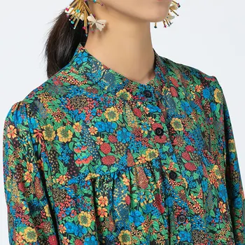 XITAO Pavasara Jaunu Vintage Ziedu Drukāt Kleitu Modes Gadījuma Līmēšana Sieviešu Džemperis ar garām Piedurknēm Temperaments Visu maču ZY4674 Attēls 2