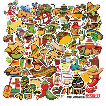 50GAB Jauki Meksikāņu Stilā Pārtikas Grafiti Uzlīmes pašlīmējošās Bērnu Rotaļu Karikatūra Uzlīmes DIY Skeitborda Bagāžas F5 Attēls 2