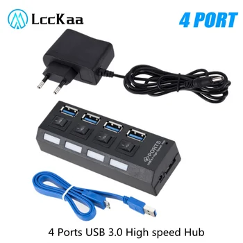LccKaa 4 Port USB 3.0 HUB Multi USB Sadalītājs 5.0 gb / s lielu Ātrumu Pārveidotāja Adapteris ar on/off Slēdzis MacBook DATORU, Notebook Attēls 2
