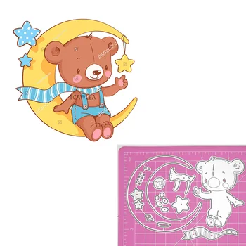 Jauns Mēness Star Bear Metāla Griešanas Mirst Jauki Dzīvnieki Trafaretu Uz DIY Amatniecības Scrapbooking Kartes Dekoratīvie Attēls 2