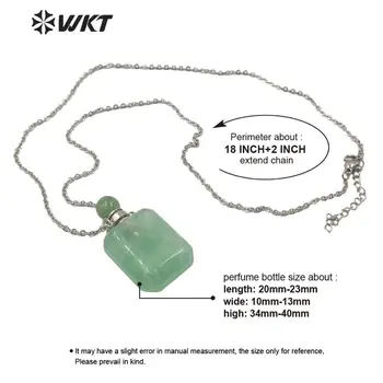 WT-N1192 Hotsales pārsteidzošs, kvadrātveida forma, dabiskā akmens smaržu pudeles kaklarota nerūsējošā tērauda piederumu Attēls 2