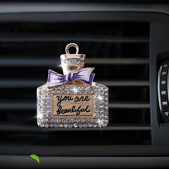 Smaržu Pudelē, Automašīnu Gaisa Ventilācijas Klipu Gaisa Atsvaidzinātāju Smaržas sievietei, oriģinālās Auto Interjera Dekori Bling Auto Aromāta Izkliedētājs Ornaments Attēls 2