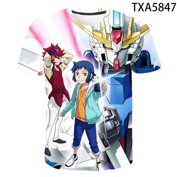 Vasaras Anime Gundam 3D Iespiests T Krekls, Zēns, Meitene Bērniem Atdzist Modes Streetwear Vīriešiem, Sievietēm, Bērniem, Ikdienas Īsām Piedurknēm Kokvilnas Topi Attēls 2