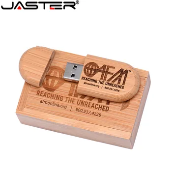 JASTER USB 2.0 Flash Diski 64GB Bezmaksas Custom Logo Pendrive 32GB Koka bīdāmās kaste + USB Pen Drive 16GB Memory Stick 8GB 4 GB Attēls 2