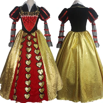 Alise Brīnums Vieta Cosplay Sarkanās Karalienes Kostīms Pieaugušajiem Sievietēm Princese Kleitu Modes Halloween Karnevāls Bumbu Kleita Attēls 2