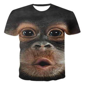 Vislabāk pārdoto jauno vīriešu T-krekls vaļīga apģērba retro īsām piedurknēm modes dzīvnieku gorilla drukāt O-veida kakla vīriešu T-krekls Attēls 2