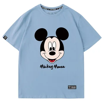 Disney Salds Mickey Mouse Vēstuli Karikatūra Izdrukāt O-Veida Kakla Džemperis Ar Īsām Piedurknēm T-Krekls Šiks Modes Sieviešu Brīvs T-Veida Topi, 6 Krāsas Attēls 2