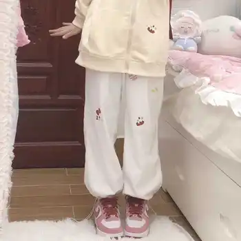 Balts Amīnu Bikses Modes Meitene Harajuku Amīnu Bikses Harajuku Studentu Smieklīgi Taisni Vasarā, Rudenī Kawaii High Street Bikses Attēls 2
