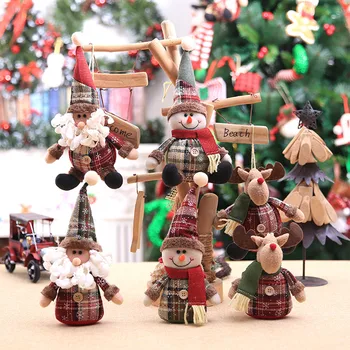 Navidad Ir 2021. Cute Santa Sniegavīrs Briežu Lelle Ziemassvētku Rotājumi Dāvanu Rotaļlietas Ziemassvētku Eglīte Karājas Ornaments Jaunā Gada Mājas Dekoru Attēls 2