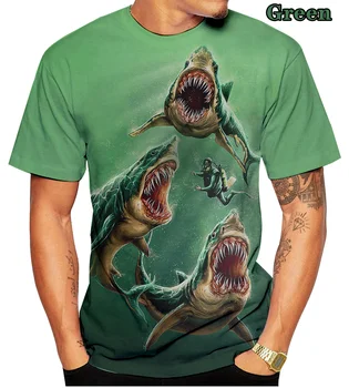Radošā haizivis 3d drukāšanas īsām piedurknēm Vīriešu, sieviešu t krekls Attēls 2