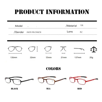 Dizains Lasīšanas Brilles Vīrieši Sievietes Locīšanas Brilles Briļļu Rāmis TR Brilles +1.0 +1.5 +2.0 +2.5 +3.0 +3.5 +4.0 Attēls 2