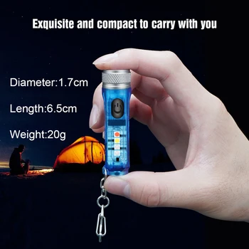 Mini Keychain Kabatas Lukturītis ar Sprādzes USB Lādējamu EDC LED Gaismas Lukturīti Lampas Ūdensizturīgs Pārnēsājams Gaismas Attēls 2