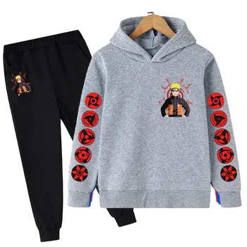 Ir 2021. Narutos Zēnu Apģērbu Bērniem kakashi 4-14Years Zēnu Drēbes Cartoon Kids Zēns Apģērbu Komplekts Hoodies+Garās Bikses, Kokvilnas Attēls 2
