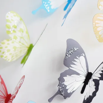 36pcs 3D Crystal Butterfly Sienas Uzlīmes Creative Tauriņi ar Dimanta Mājas Dekors Bērniem, Telpu Dekorēšana Art Sienas Uzlīmes Attēls 2