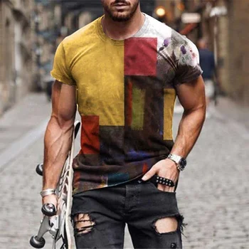 Grafiti mākslas t vīriešu retro-moderns krekls drukas streetwear sporta muskuļu t-krekli ikdienas topi vasarā liela izmēra 6xl T-krekli Attēls 2
