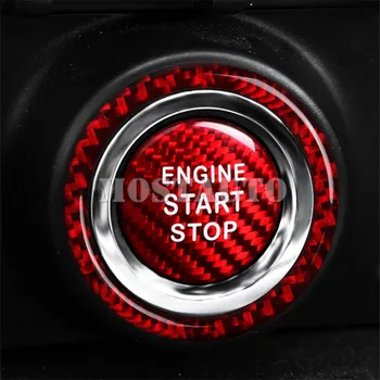 Par 86 Toyota Scion FR-S Oglekļa Šķiedras Dzinēja Start Stop Poga Vāka 2012. - 2020. gadam 2gab Melns/Sarkans Auto Piederumi Interjera Attēls 2