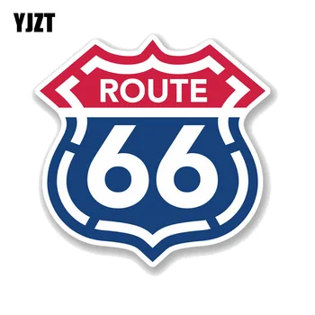 YJZT 13,5 CM*13.2 CM Karogu Amerikā Ceļot ASV Route 66 PVC Automašīnu, Motociklu Uzlīmes 11-00735 Attēls 2