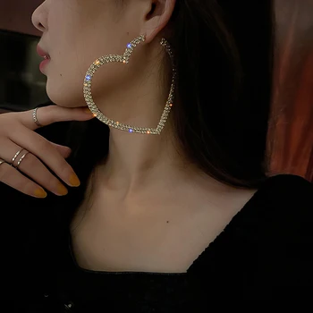 Jauno modes sirds formas auskari dāmas sakausējuma auskari rhinestone auskari aksesuāri roku darbs sakausējuma, rotaslietas, dāvanas, rotaslietas Attēls 2