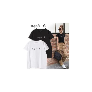Vasarā Jauni T-krekls Sieviešu Topi Minimālisma Vēstules Agnes B Gadījuma Kawaii Temperaments Sieviešu Savvaļas Modes Iela T-krekls Topi Attēls 2