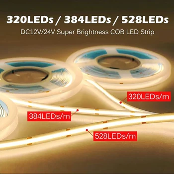 Rgb 12V Led Apgaismojums Ūdensnecaurlaidīgs IP33 Cuttable Elastīgu COB LED Lentes Mājas Apdare Silts Balts 12W 15W LED Sloksnes Attēls 2