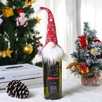 2022 Ziemassvētku Vīna Pudeles Vāciņu Priecīgus Ziemassvētku Rotājumi Mājās Ziemassvētku Rotājumi Xmas Dāvanas Laimīgu Jauno Gadu Attēls 2